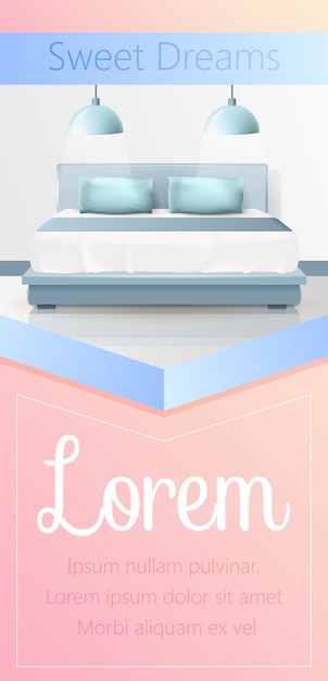 Sweet dreams verticale banner, slaapkamer interieur