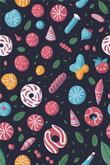 Vector sweet dreamscape candy and muffin pattern