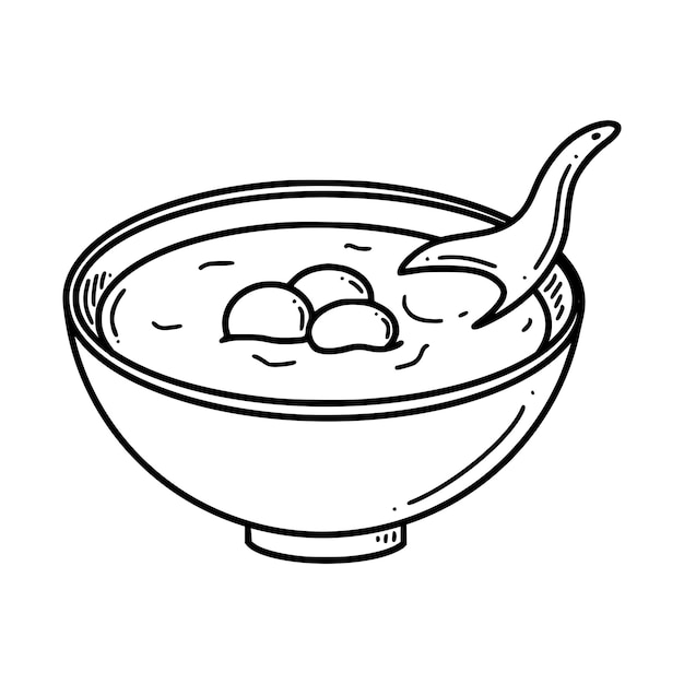 Sweet dumpling soup Tang yuan vector illustration Chinese New year dessert tangyua