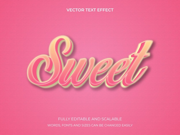 Sweet editable 3d text effect or graphic style