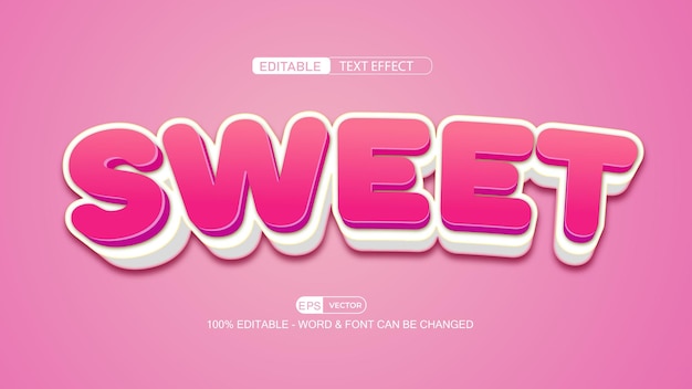 Sweet editable text effect vector 3d style with background