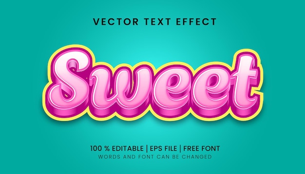 Sweet editable text effect with purple color on soft color background