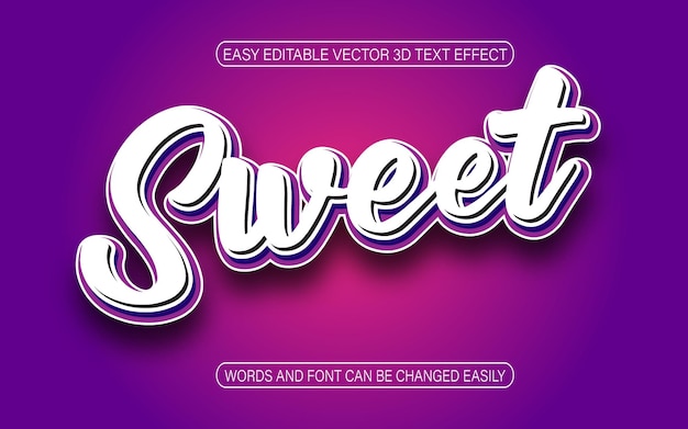 Vector sweet editable text effect word