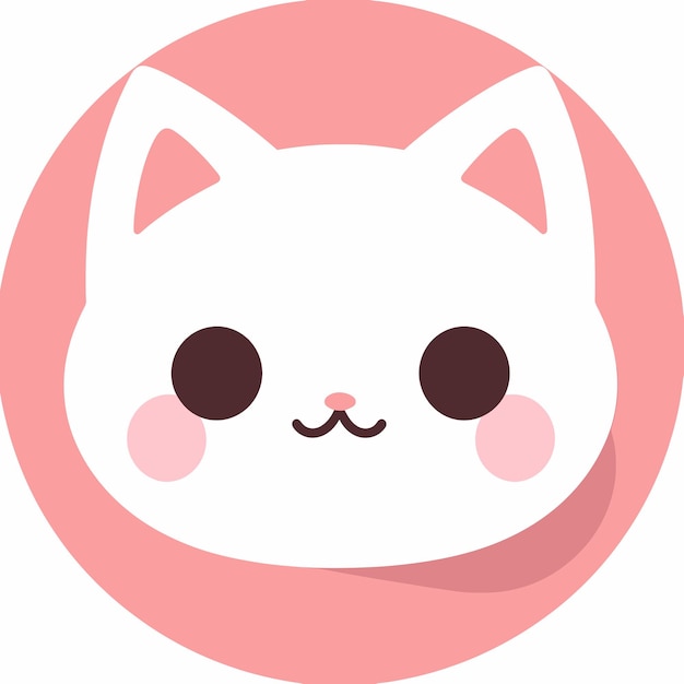 Sweet Feline A Pink Kawaii Cartoon Cat Icon с насыщенными цветами, белыми и янтарными акцентами и ани