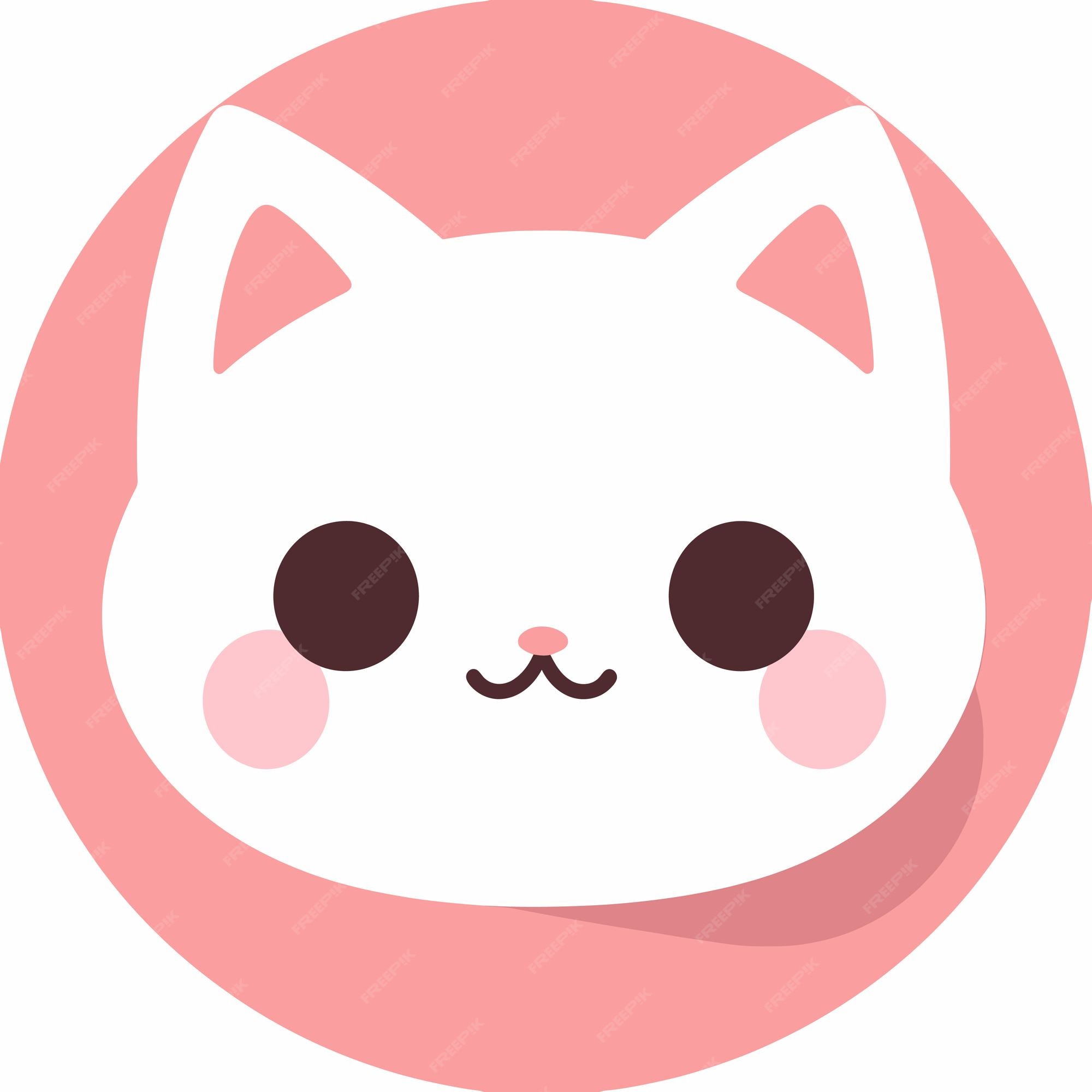 Premium Vector  Sweet feline a pink kawaii cartoon cat icon with saturated  colors white and amber accents and ani