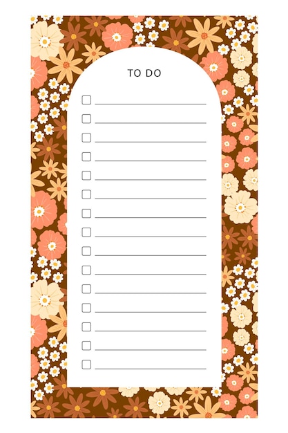 Vector sweet floral to do list template