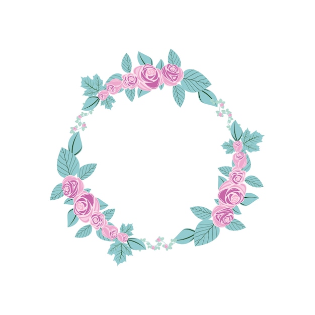 Sweet flower floral wreath frame flat illustration