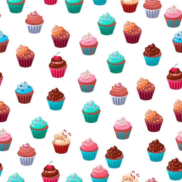 Sweet food chocolate cupcake seamless pattern