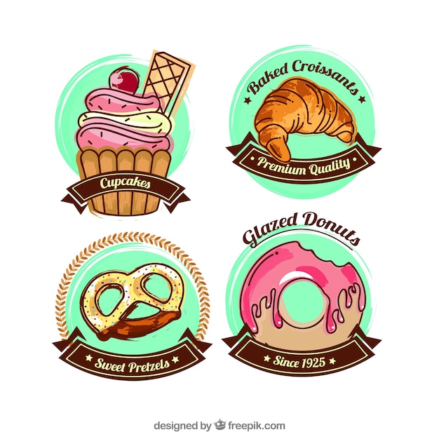 Vector sweet food labelcollectie met plat ontwerp