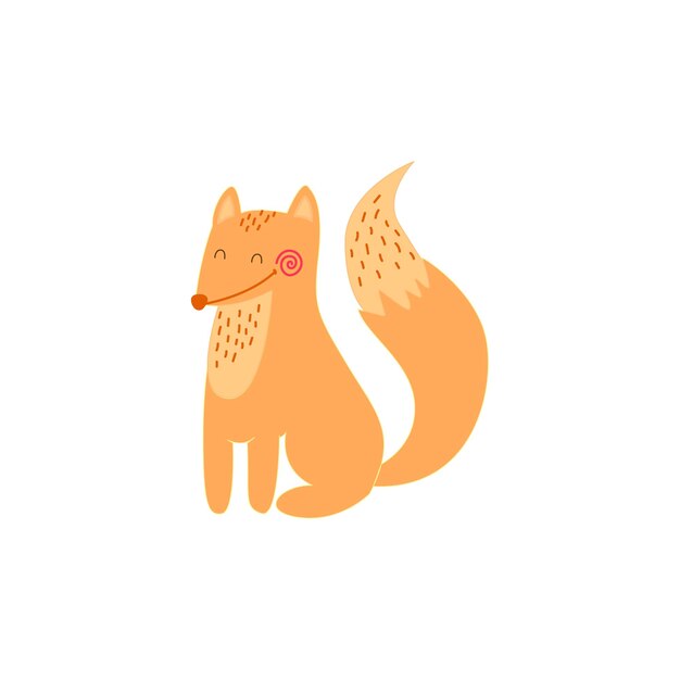 The sweet fox is sitting with the cute expression of illustration