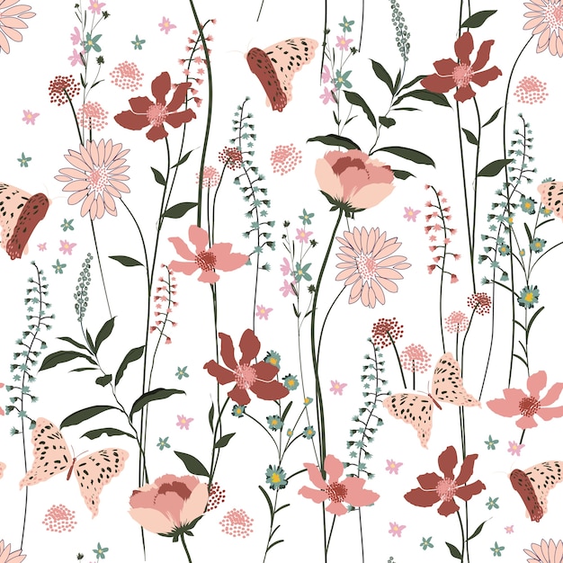 Sweet  gentle blooming pastel Seamless Pattern 