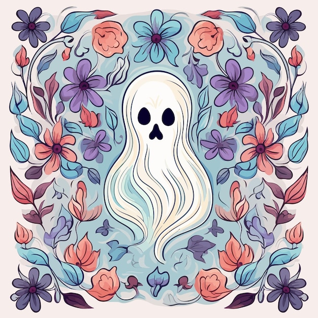 Vector sweet ghost with flower