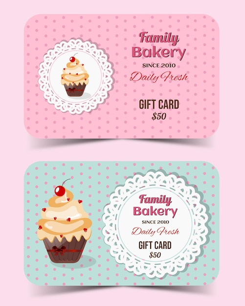 Sweet gift voucher template cupcakes in vector