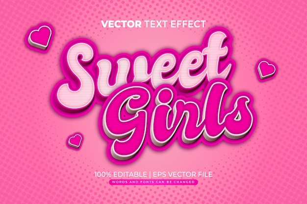 Vector sweet girl editable text effect