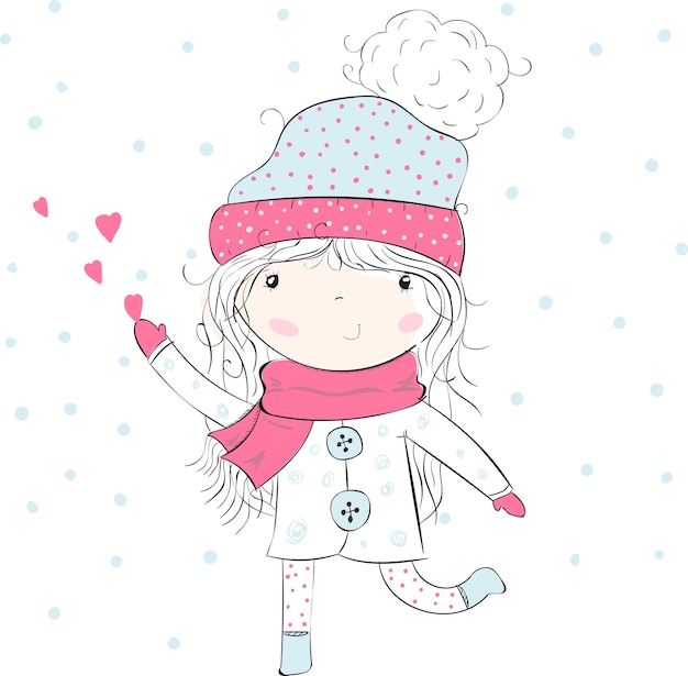 sweet girl in winter clothing catches hearts,love