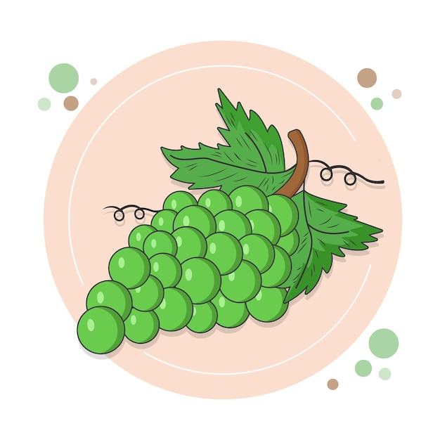 Vector sweet green grapes in flat design