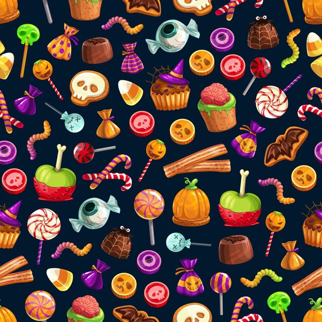 Sweet halloween treats seamless pattern