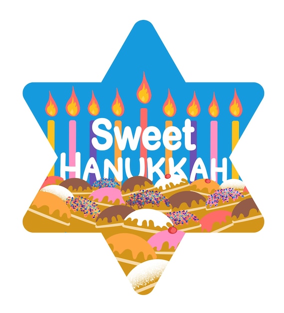 Sweet hanukkah celebration card vector illustration isolated on white background