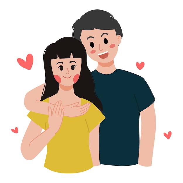 ベクトル 愛のイラストを示す甘い幸せなカップルの男の子と女の子