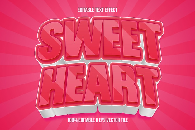 Vector sweet heart bewerkbare tekst-effect 3d emboss gradient style