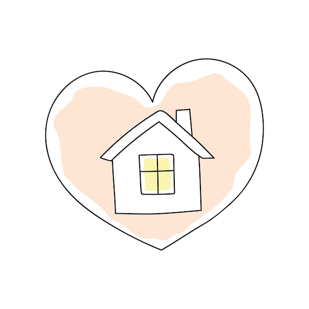 Vettore dolce casa in stile doodle