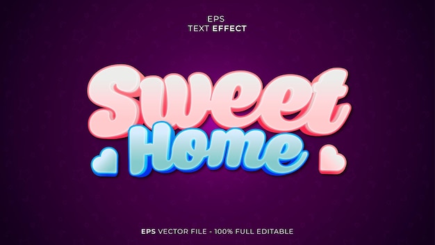 Vector sweet home editable text effect font