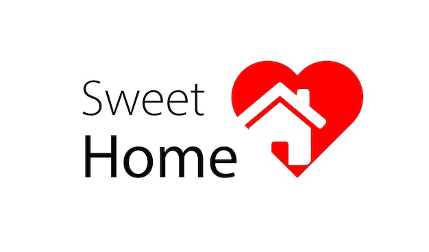 Sweet home Vector illustration of home comfort logo Red heart