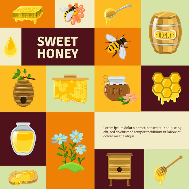 Set di elementi dolce miele