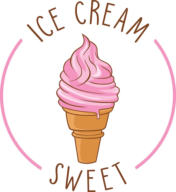 Vettore illustrazione del disegno vettoriale del cerchio del logo del gelato dolce