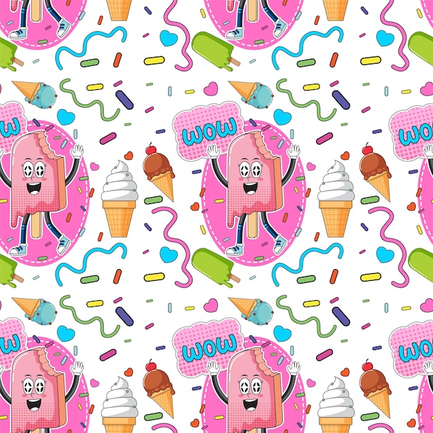 Sweet ice cream seamless pattern