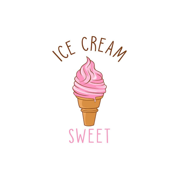 Vettore illustrazione di progettazione di logo di vettore di gelato dolce