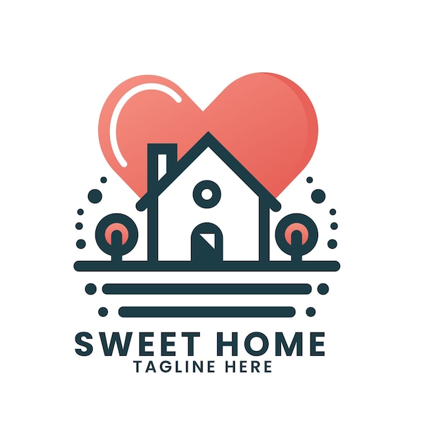 Sweet love home house concept vastgoed logo ontwerp vector sjabloon