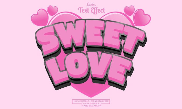 sweet love modern cartoon editable text effect design