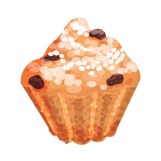Vector sweet muffin with raisin vector food element