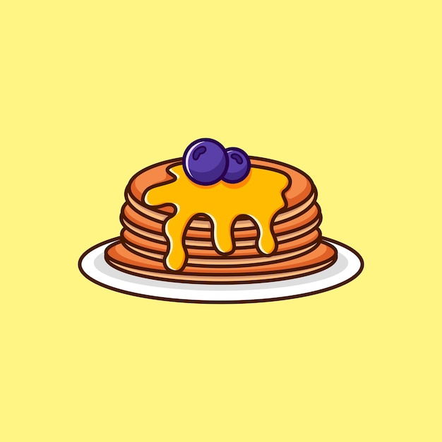 フラットなデザインイラストの甘いパンケーキ