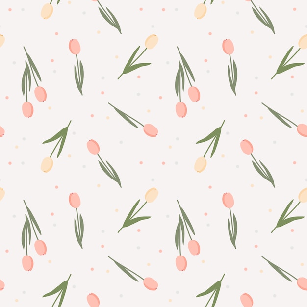 Sweet pastel color flower seamless pattern. Lovely tulip concept.