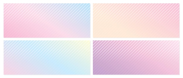 Sweet pastel gradient color oblique line pattern background vector set