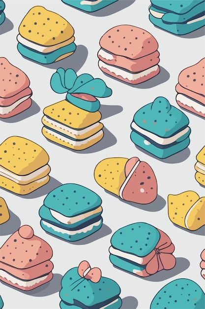 Vector sweet pastels macarons pattern display