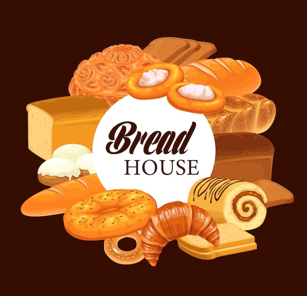 Vector sweet pastry and bread round vector banner