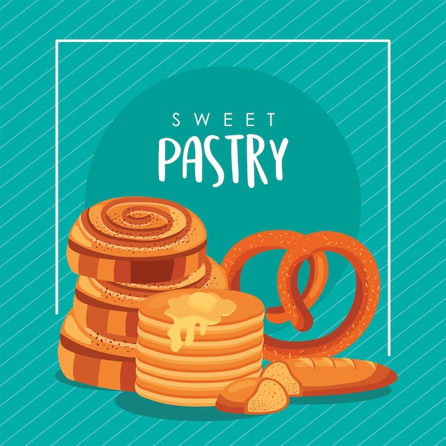 Sweet pastry lettering and pancakes frame