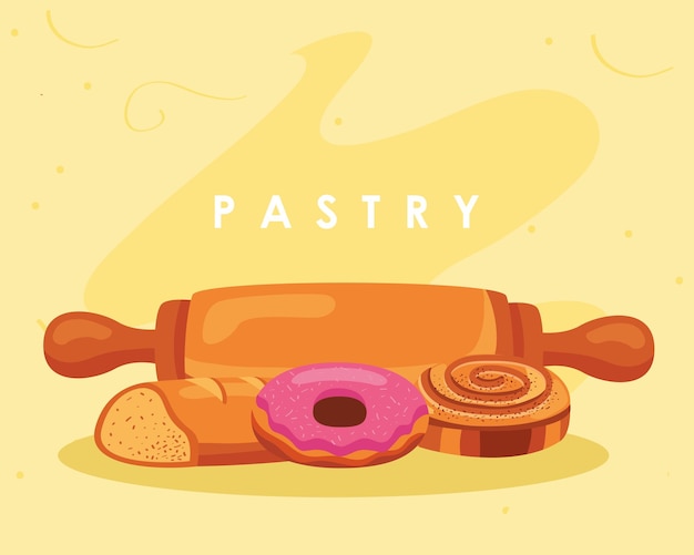 Sweet pastry lettering with roll