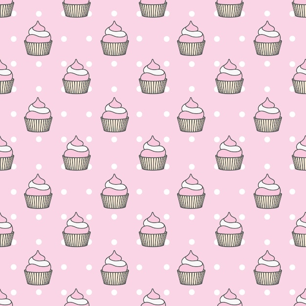 Sweet pattern. seamless background for a cake and cupcake celebration.