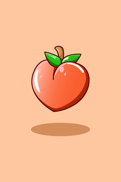 Sweet peach icon fruit cartoon illustration