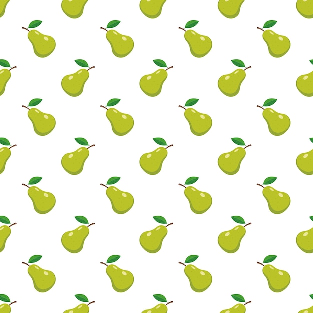 Vector sweet pear seamless pattern organic healthy fruits background