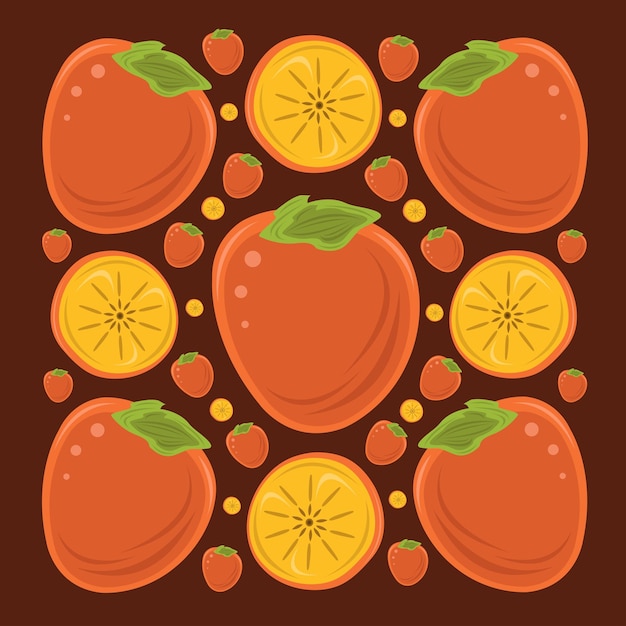 Vector sweet persimmon fruit vector illustration