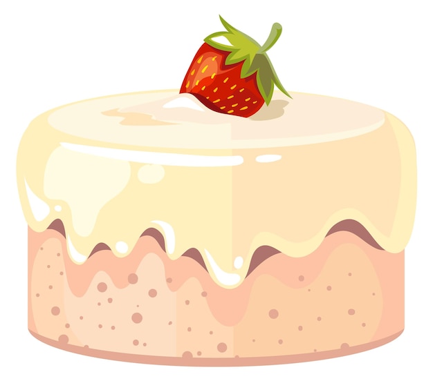 Vector sweet pie with strawberry cartoon tasty cake icon