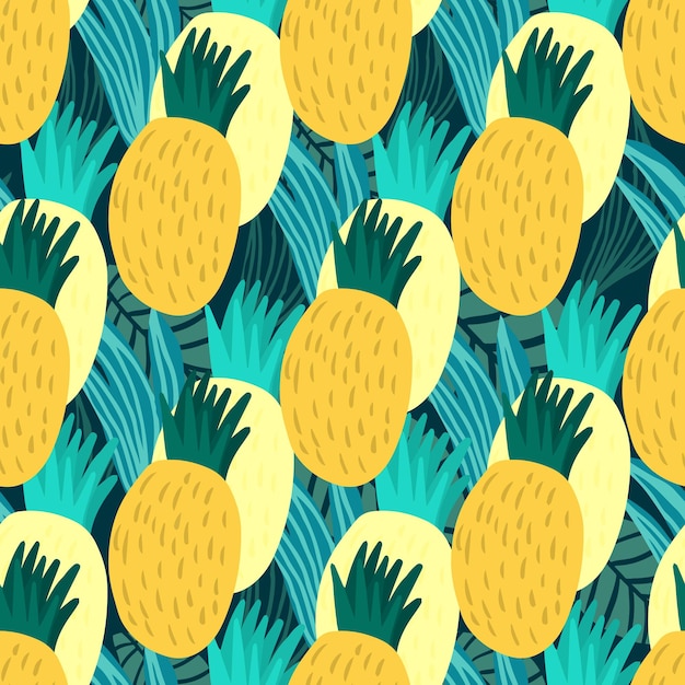 Modello senza cuciture di ananas dolce. carta da parati infinita di ananas disegnata a mano