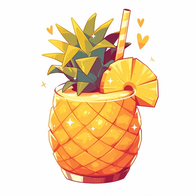 Vector sweet pineapple smoothie tropical cartoon style