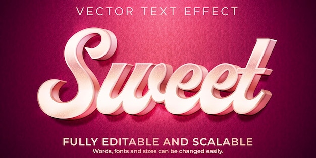 Vector sweet pink text effect, editable light and soft text style