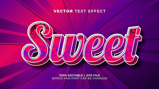 Sweet purple pink 3d editable text effect style template